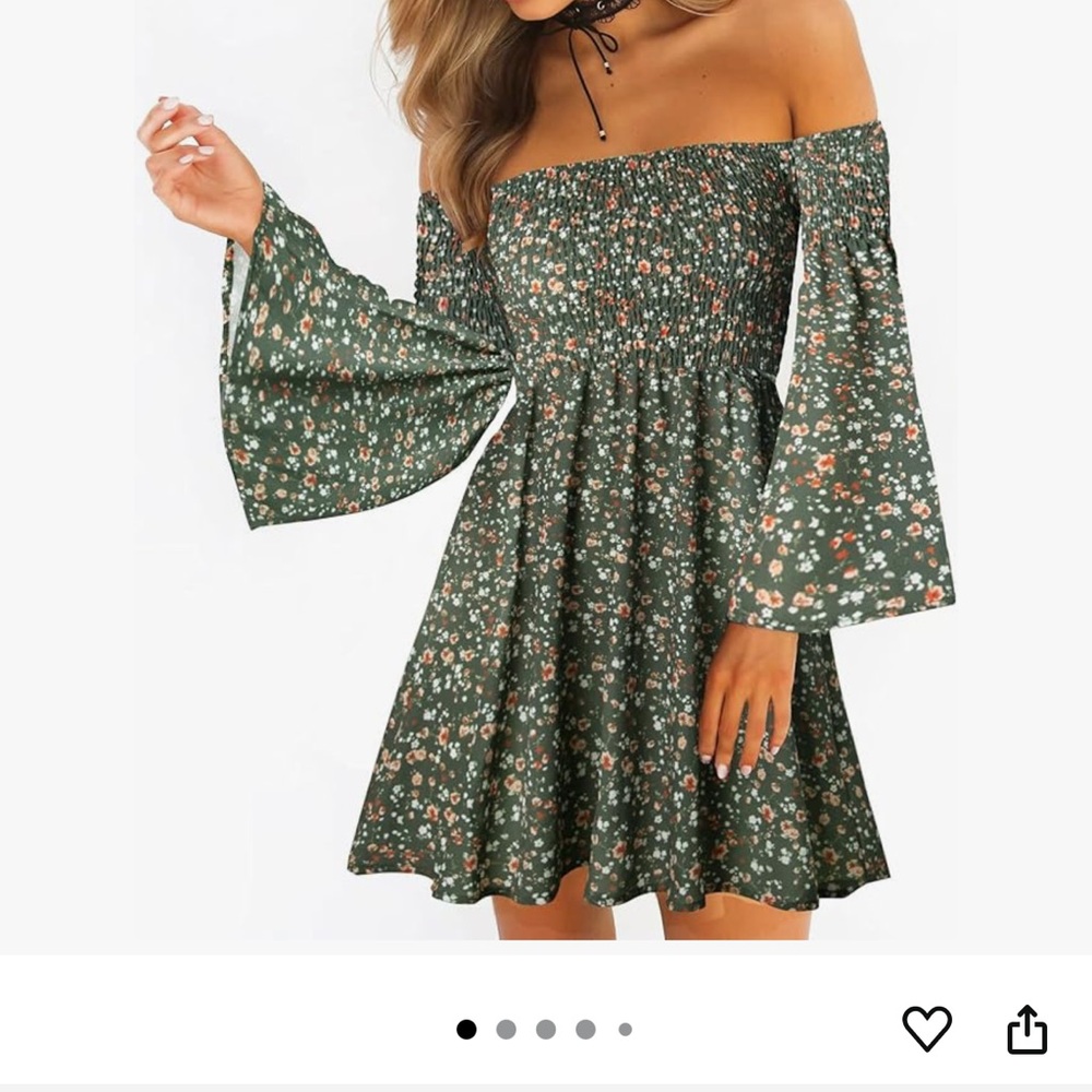 Amazon Strapless Floral Green Dress